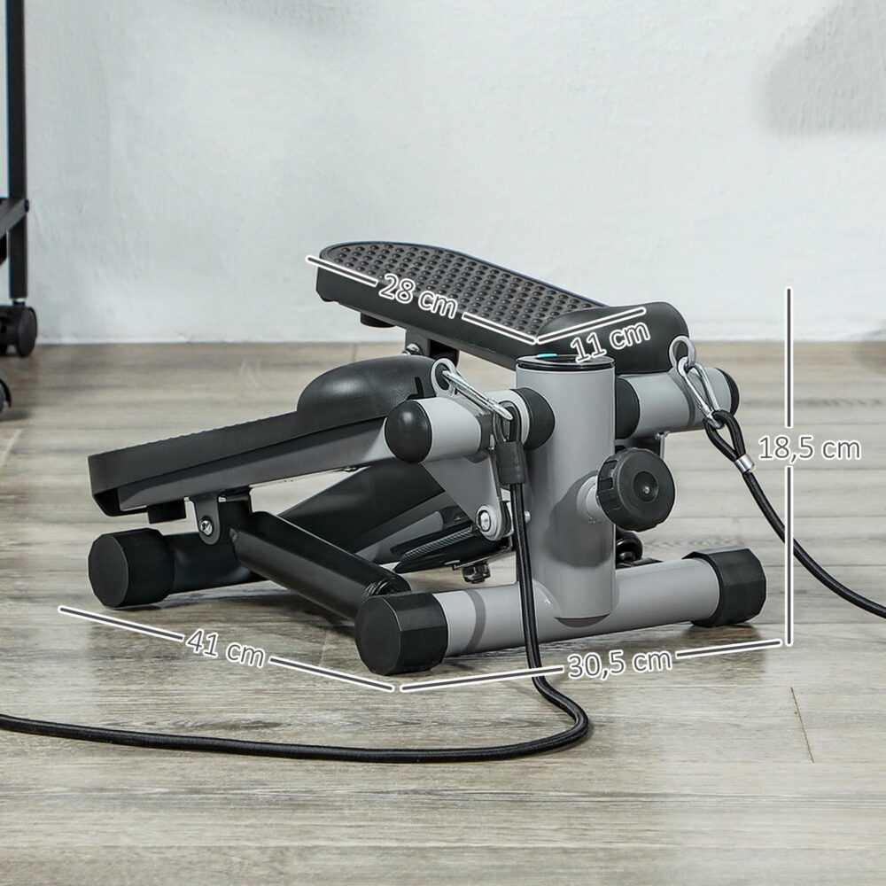 Mini-stegmaskin med motståndsband för helkroppsträning och LCD-konditionsmätning – 2-i-1-design, justerbar intensitet, säker upp till 100 kg, ingen montering krävs