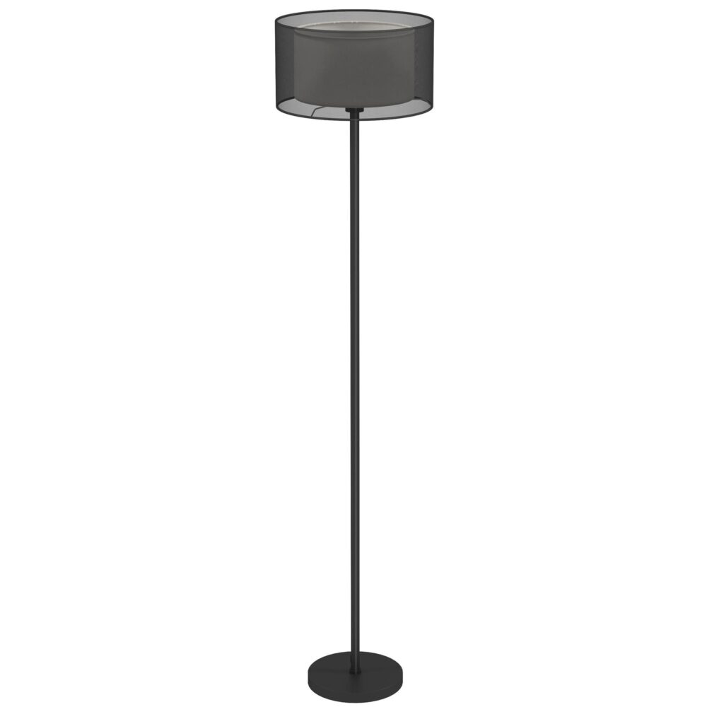 Modern tvåfärgad tyglampa golvlampa med E27-uttag, fotbrytarkontroll och enkel montering för vardagsrum och sovrum