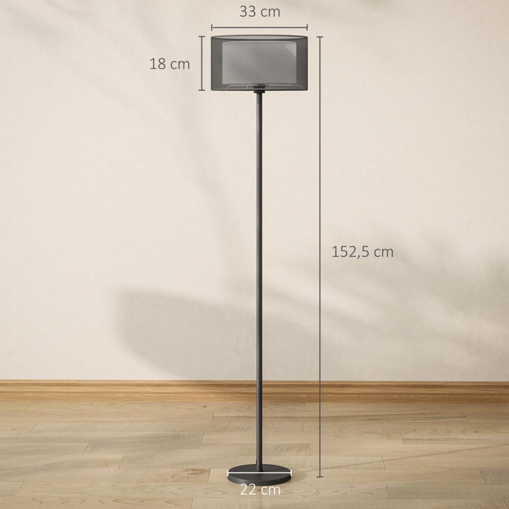 Modern tvåfärgad tyglampa golvlampa med E27-uttag, fotbrytarkontroll och enkel montering för vardagsrum och sovrum
