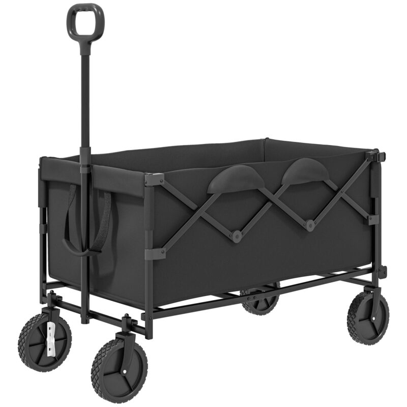 Garden Cart 160L hopfällbar med expanderbar baklucka för enkel transport – Slitstark stålram och terränghjul