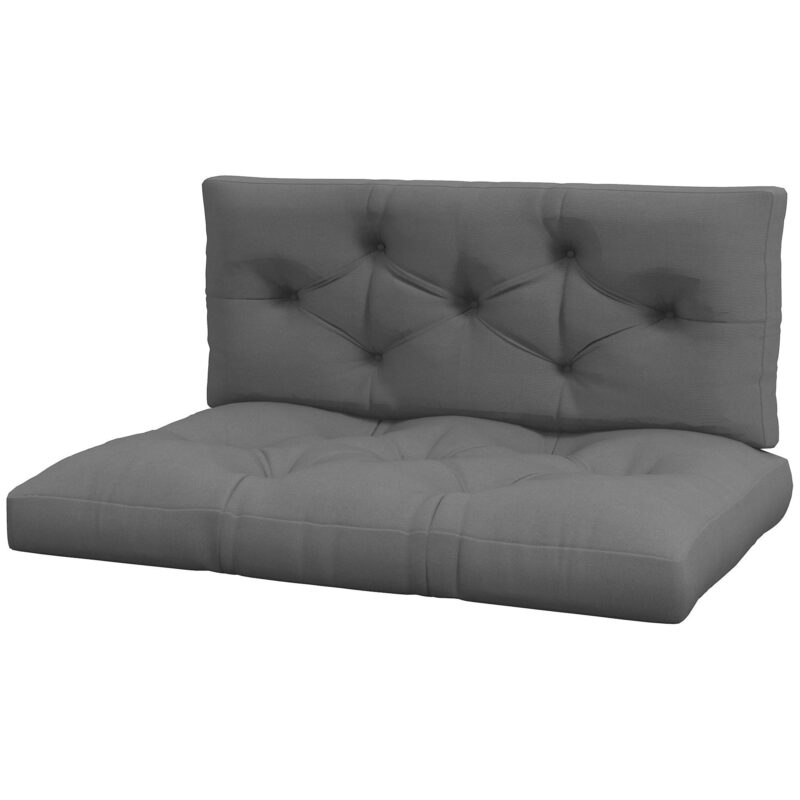 2-sits palldynsats med ultra comfort skumfyllning – UV-skydd, vattenavvisande trädgårdsbänkdynor för pallsoffa och balkong i mörkgrått
