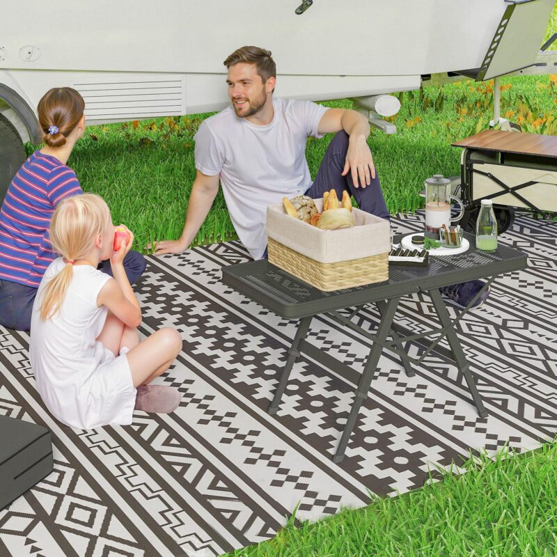 Hopfällbart campingbord med justerbar höjd med rostbeständigt metallnät | Snabb montering och lätt design