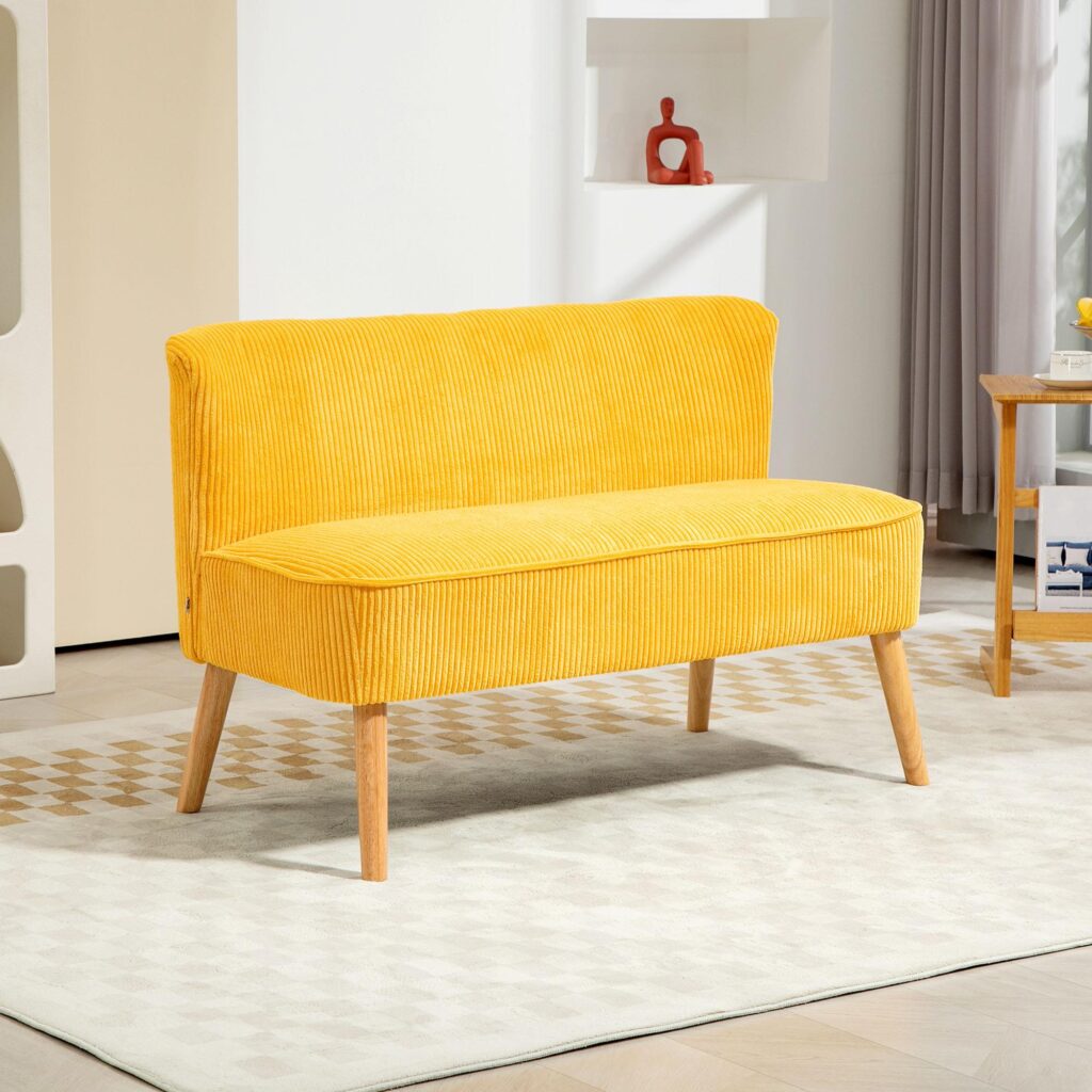 2-sits soffa | Extra komfort och robust konstruktion | Gult manchesterliknande polyesterskum | Tyg som är lätt att rengöra
