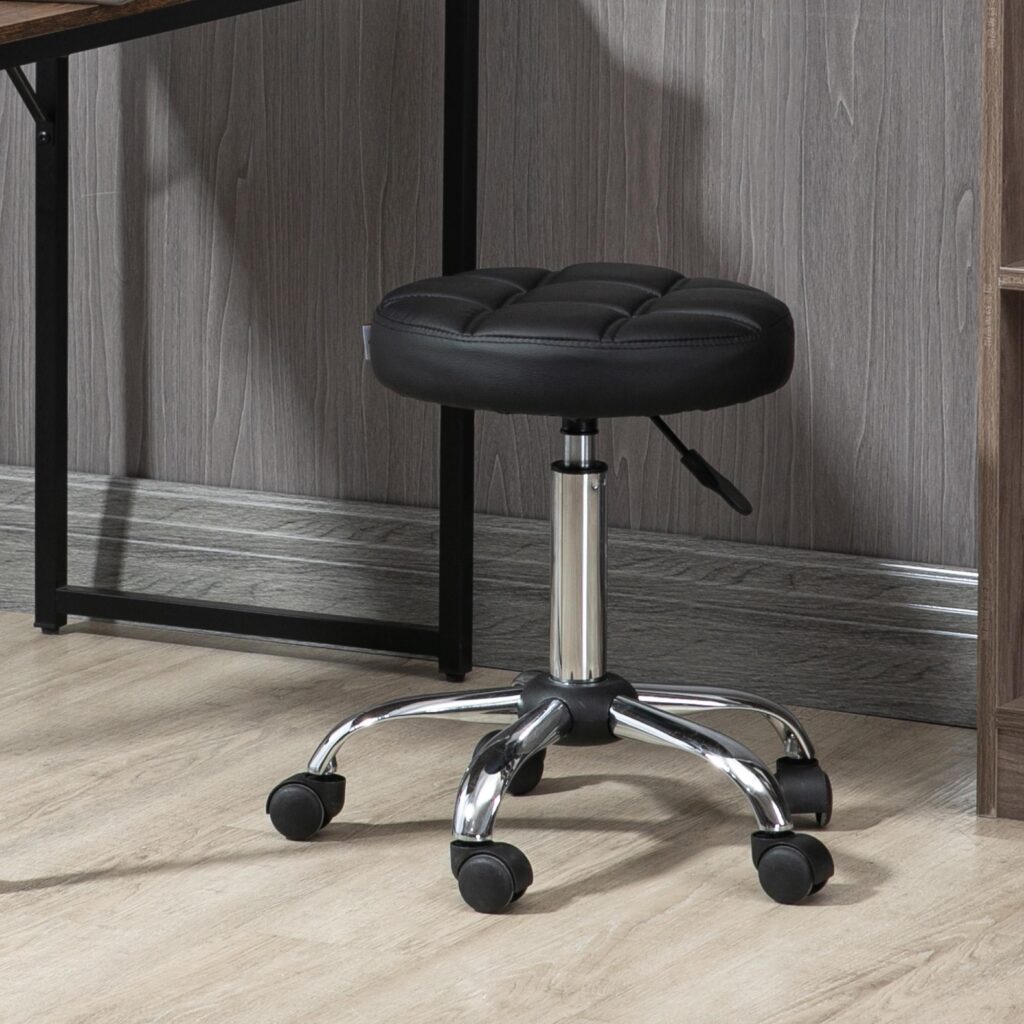 Vinsetto höj- och sänkbar svängbar arbetspall - ergonomisk och bekväm, platsbesparande design, klädsel i konstläder och TÜV-certifierad gaslyft för stabilitet