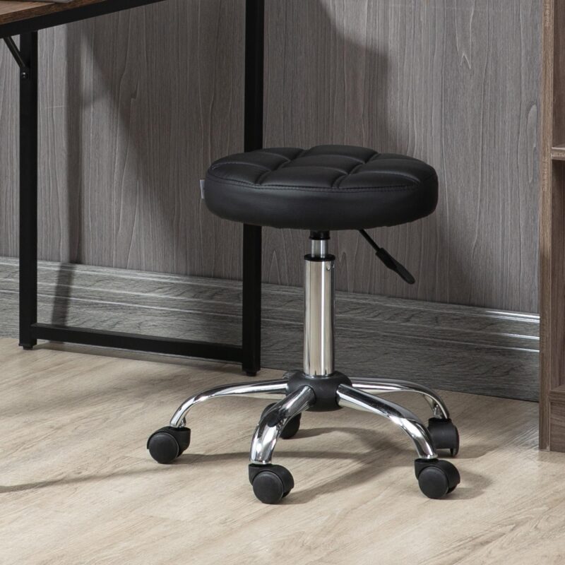 Vinsetto höj- och sänkbar svängbar arbetspall – ergonomisk och bekväm, platsbesparande design, klädsel i konstläder och TÜV-certifierad gaslyft för stabilitet