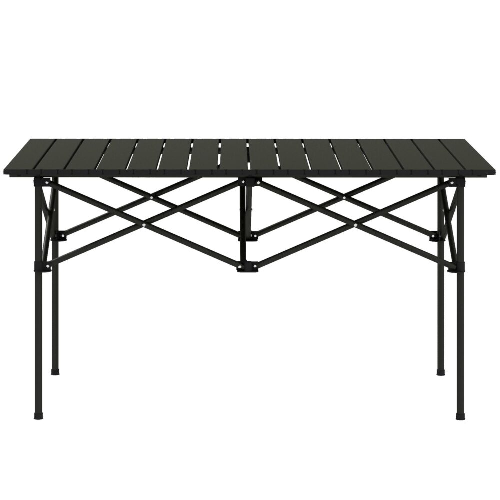 Campingbord hopfällbart bord med upprullningsbar bordsskiva – lätt och bärbar aluminium X-Frame Design för utomhusäventyr