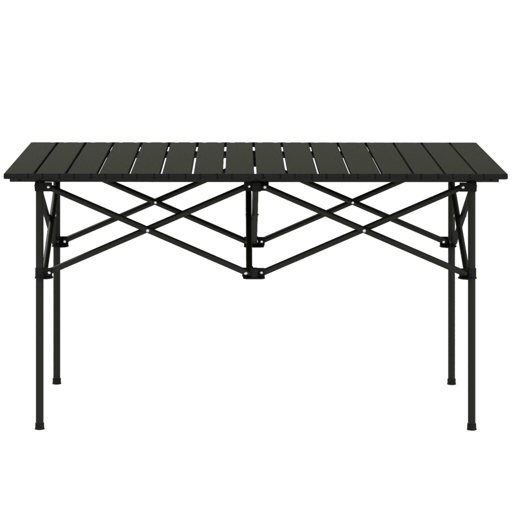 Campingbord hopfällbart bord med upprullningsbar bordsskiva - lätt och bärbar aluminium X-Frame Design för utomhusäventyr