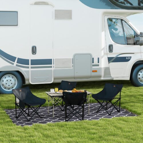 Hopfällbart campingbord med upprullningstopp och X-ram i aluminium – bärbart, hållbart trädgårdsbord för 2 personer, lätt att bära i medföljande väska | Khaki