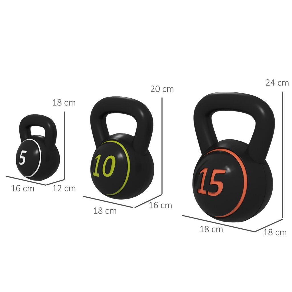 Mångsidigt 3-delat kettlebellset (2,2 kg, 4,5 kg, 6,8 kg) med platt bottenstabilitet, ergonomiskt handtag, skyddsjacka och förvaringsdyna för hållbar hemmaträning.
