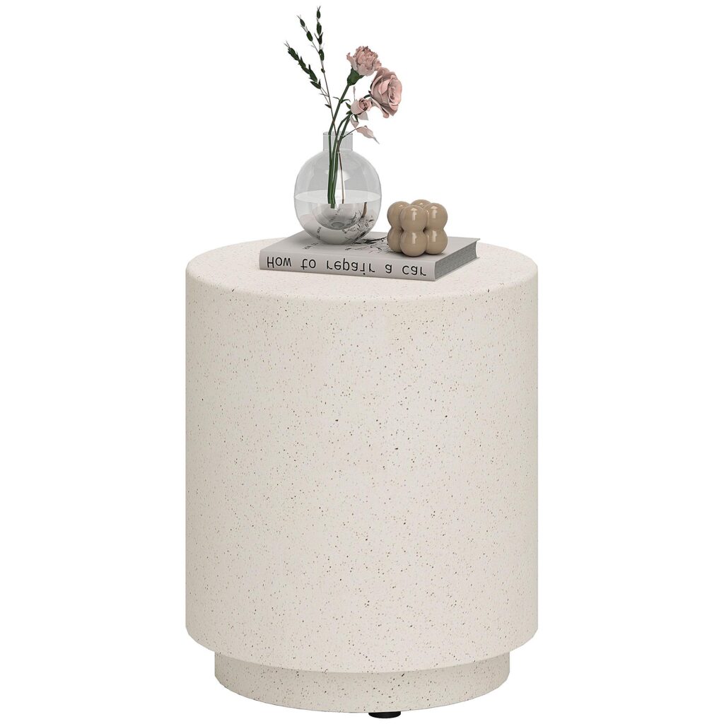 Minimalistiskt sidobord i betonglook för vardagsrum eller trädgård - mångsidig inomhus/utomhusanvändning med väderbeständig design och enkelt underhåll