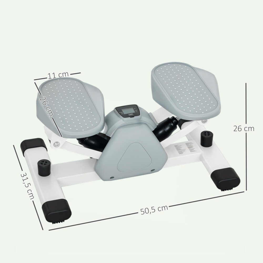 Mini-stegmaskin med LCD-skärm för core- och benträning – kompakt design, 14 kg motstånd, halkfria pedaler