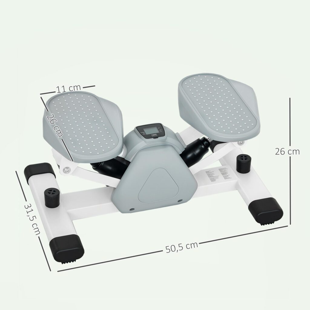 Mini-stegmaskin med LCD-skärm för core- och benträning - kompakt design, 14 kg motstånd, halkfria pedaler