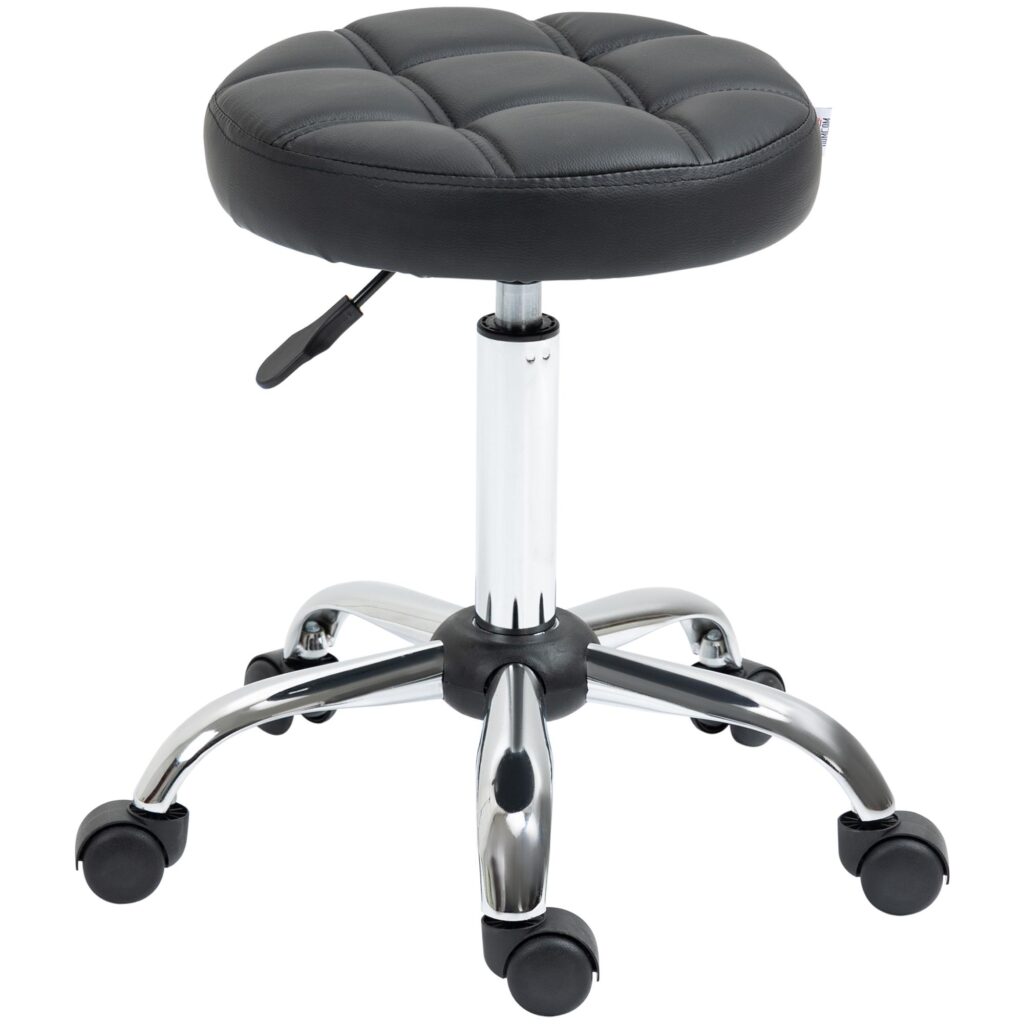 Vinsetto höj- och sänkbar svängbar arbetspall - ergonomisk och bekväm, platsbesparande design, klädsel i konstläder och TÜV-certifierad gaslyft för stabilitet