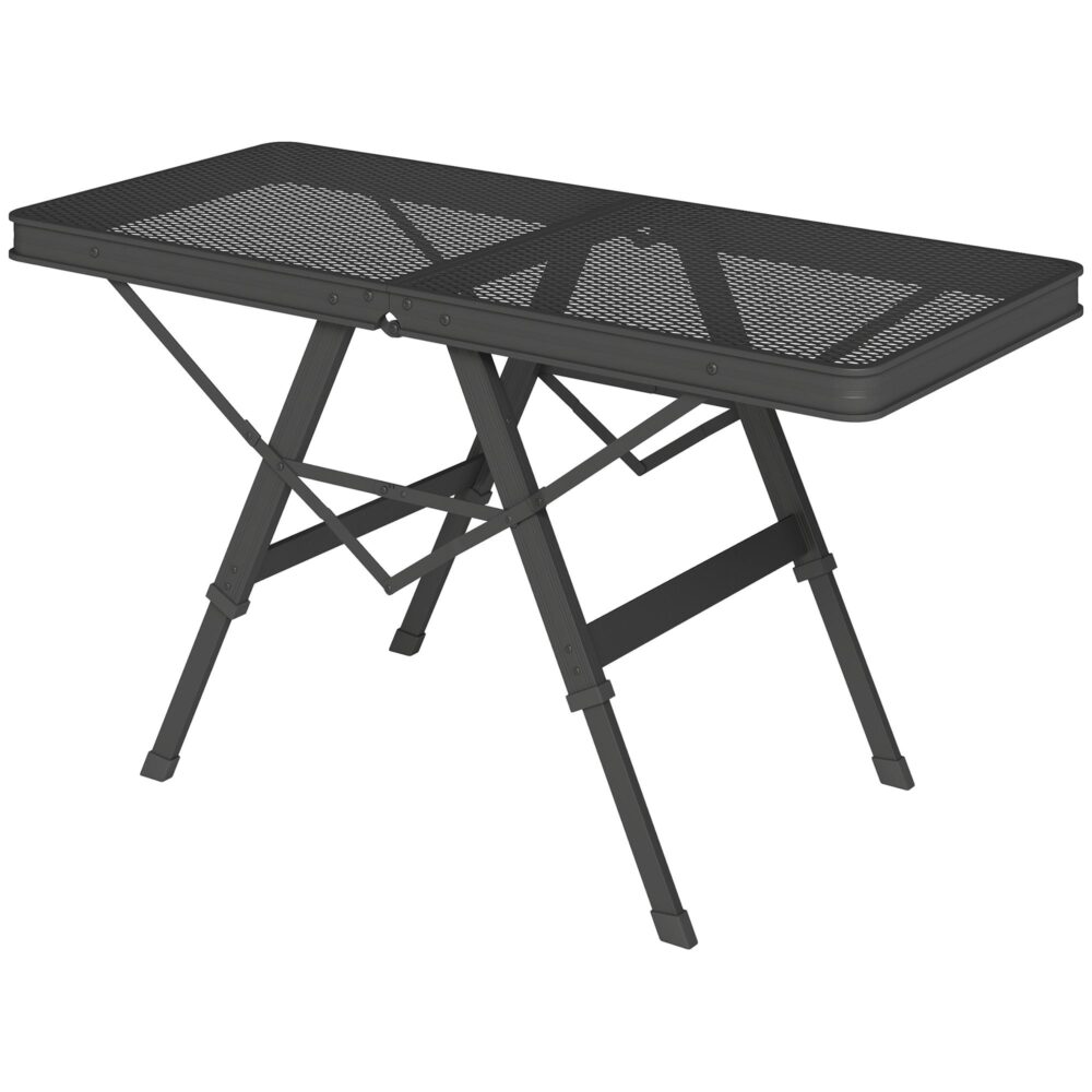 Hopfällbart campingbord med justerbar höjd med rostbeständigt metallnät | Snabb montering och lätt design