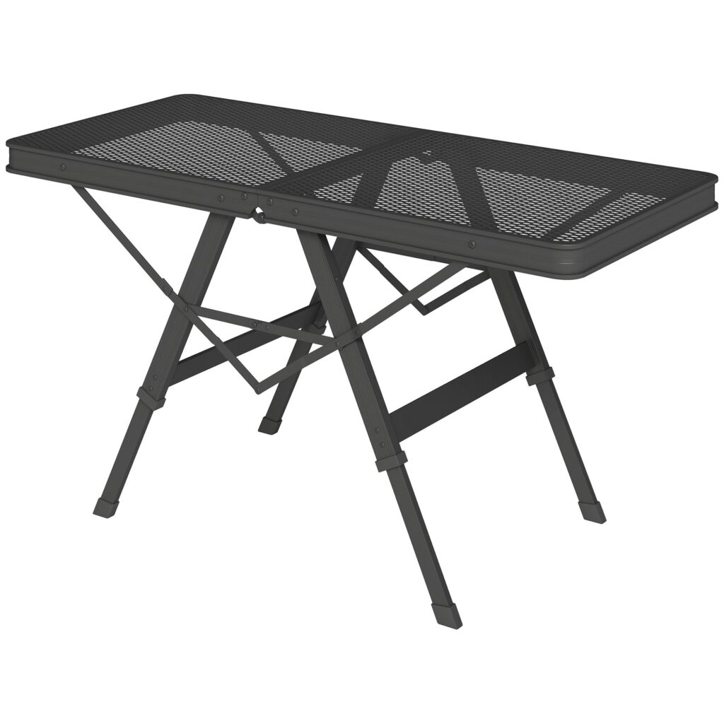 Hopfällbart campingbord med justerbar höjd med rostbeständigt metallnät | Snabb montering och lätt design
