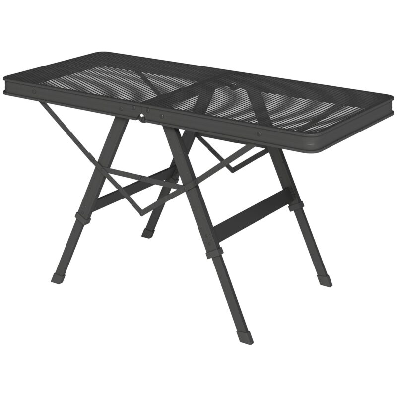 Hopfällbart campingbord med justerbar höjd med rostbeständigt metallnät | Snabb montering och lätt design