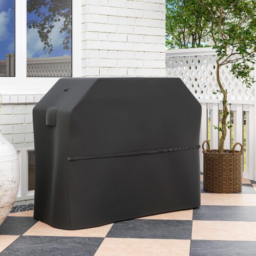 Grillskydd BBQ-skydd Väderbeständigt gasgrillskydd med kardborreband, 600D Oxford-tyg, UPF30+ skydd, säker passform för rektangulära grillar upp till 145L x 60W x 120H cm
