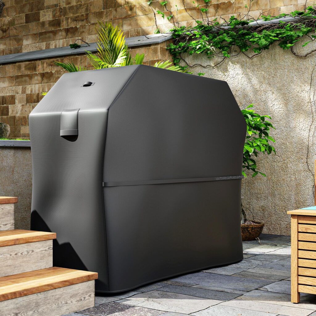 Grillskydd BBQ-skydd Väderbeständigt gasgrillskydd med kardborreband, 600D Oxford-tyg, UPF30+ skydd, säker passform för rektangulära grillar upp till 145L x 60W x 120H cm