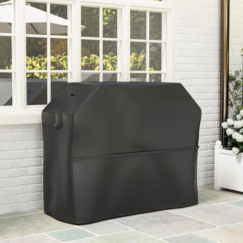 Grillskydd BBQ-skydd Väderbeständigt gasgrillskydd med kardborreband, 600D Oxford-tyg, UPF30+ skydd, säker passform för rektangulära grillar upp till 145L x 60W x 120H cm