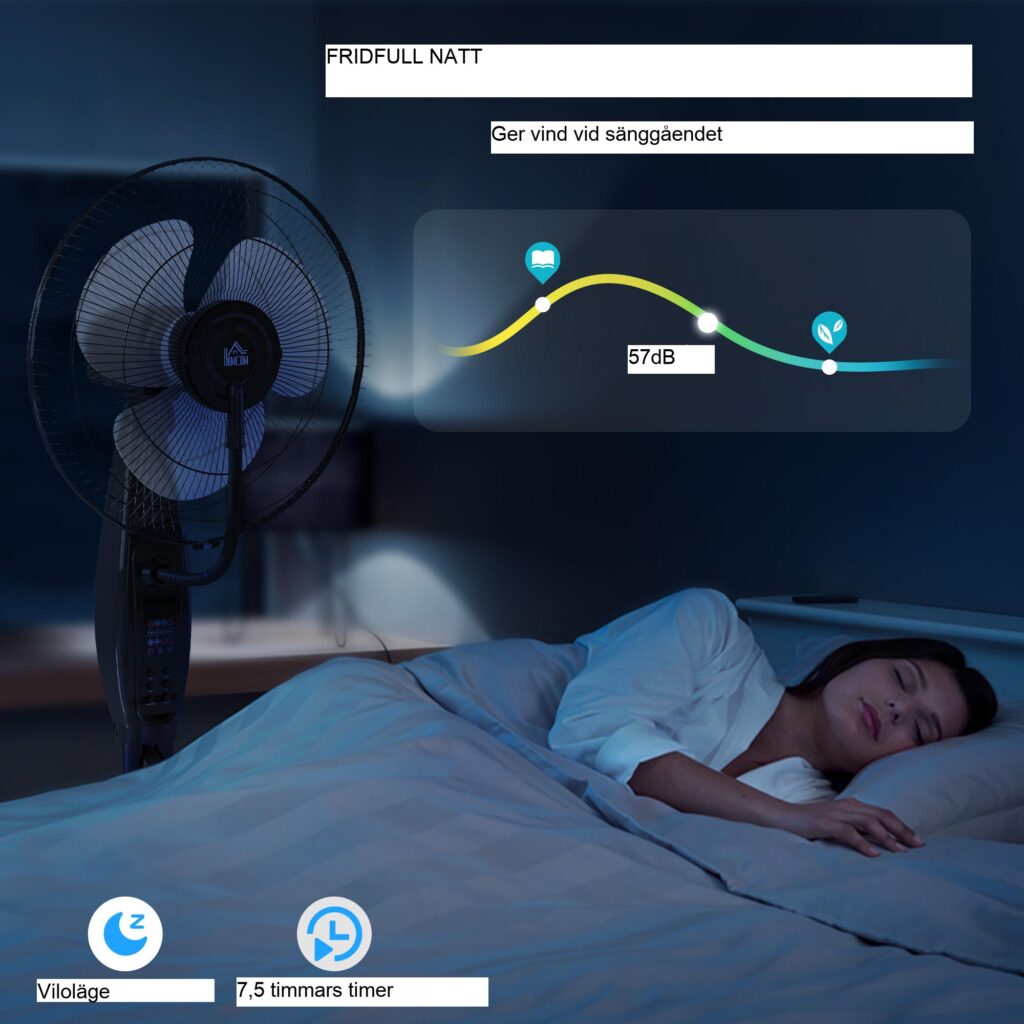 Avancerad ultraljudskylningspiedestalfläkt med dimma och oscillation, fjärrkontroll, 3,2L vattentank, timerfunktion, 70° vridbar, viloläge