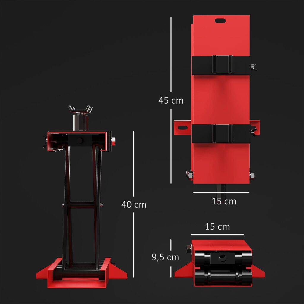 500 kg lastbar motorcykellyft med justerbar höjd från 95-400 mm, monteringsfäste och kompakt hopfällbar design