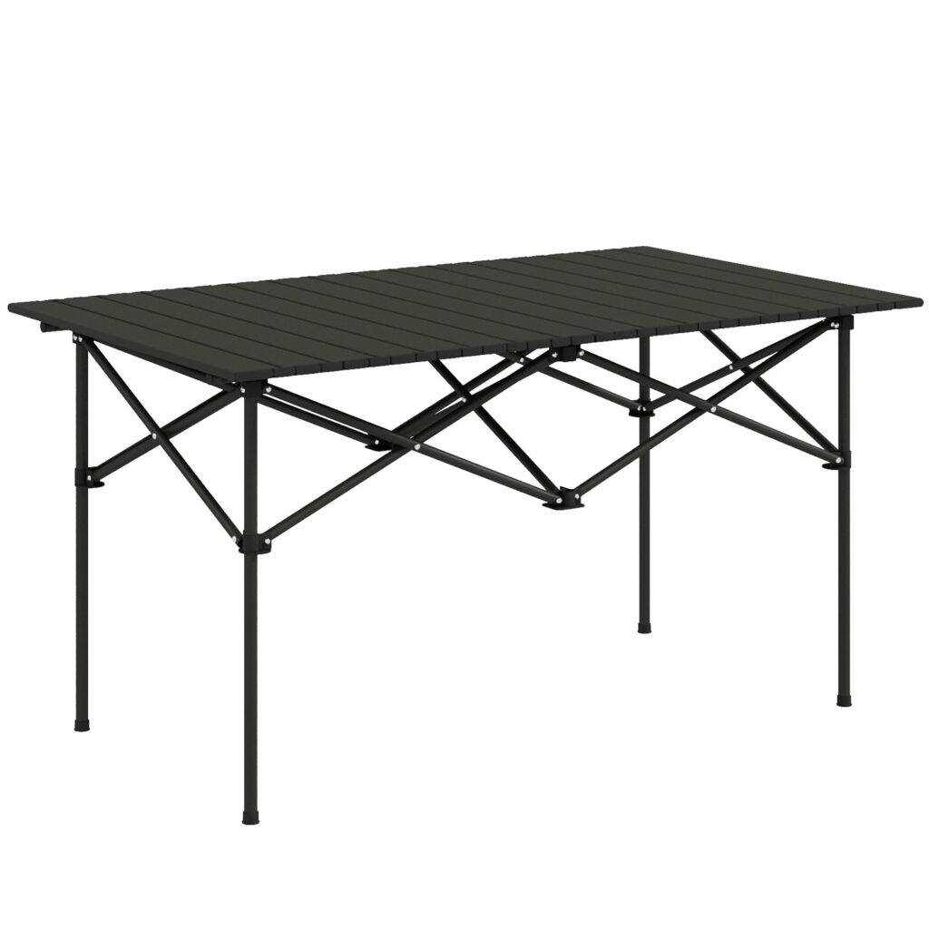 Campingbord hopfällbart bord med upprullningsbar bordsskiva - lätt och bärbar aluminium X-Frame Design för utomhusäventyr