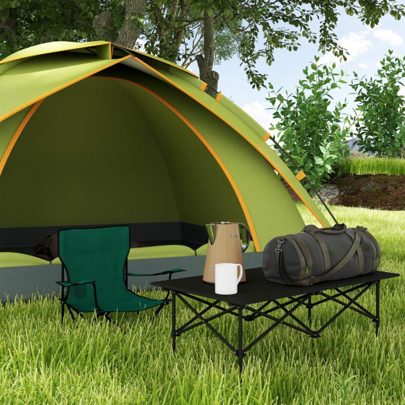 Campingbord hopfällbart bord med upprullningsbar bordsskiva – lätt och bärbar aluminium X-Frame Design för utomhusäventyr