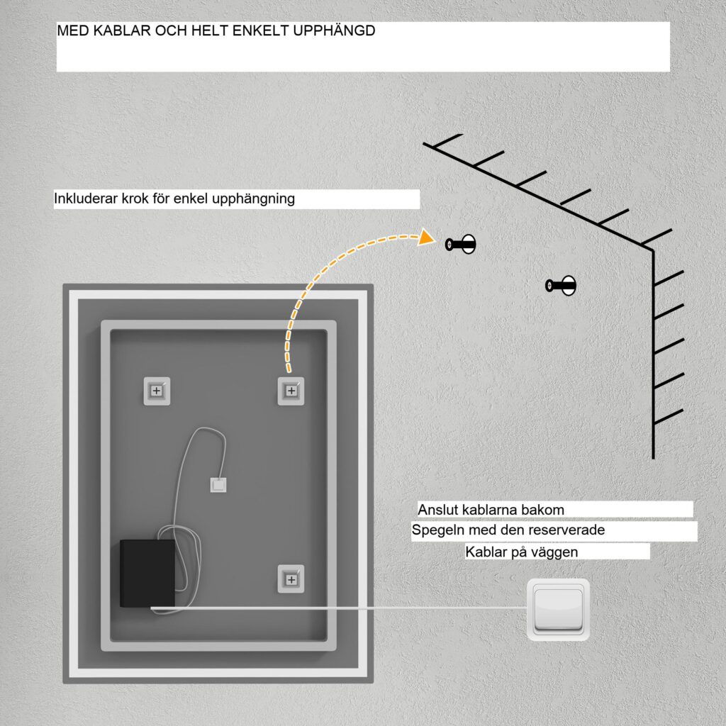 Badrumsspegel med belysning 90x70 cm LED Anti-Fog Touch Control Silver - Justerbar ljusstyrka och trefärgade lampor med minnesfunktion
