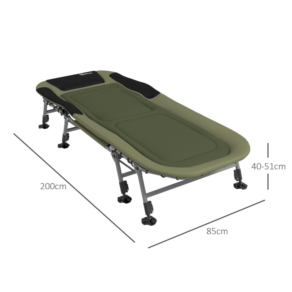 Campingsäng med justerbart ryggstöd - hopfällbar och bärbar spjälsäng upp till 180 kg kapacitet