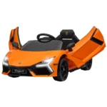 Lamborghini Revuelto Elbil för Barn 12V - Orange | Licensierad Sportbil med Fjärrkontroll, Mjukstart & Öppningsbara Dörrar (3-5 år)