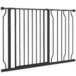 Hundgrind med Klämmontering – Justerbar Säkerhetsgrind 75–115 cm – Svart Stål utan Borrning