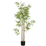 Konstväxt Bambu 180 cm - Naturtrogen Konstgjord Växt med 830 Blad och Cementkruka för Inomhusbruk