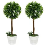 Konstgjorda Lavendelträd 2-pack - 60 cm UV-beständiga Konstväxter med Kruka för Hem och Trädgård - Vit