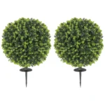 Konstväxter Buxbomsbollar 2-pack - Konstgjorda Växter med Markspjut för Utomhus & Inomhus - UV-beständiga Ø40 cm Grön