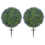 2-pack Konstgjorda Lavendelträd - UV-beständiga Konstväxter för Uteplats & Balkong med Markspett - Lila/Grön, 60 cm