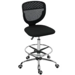 Hög Ergonomisk Kontorsstol för Ståskrivbord & Ritbord - Justerbar Höjd 68-88 cm med Fotring - Svart