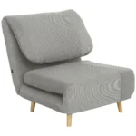 Bäddfåtölj 2-i-1 Gästsäng i Grå Manchesterlook | Justerbart Ryggstöd & Extra Bred Sits | 82x87x89 cm