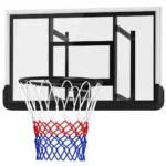 Basketkorg för Väggmontering – Fjädrande Korg & Krossäker Bakpanel (110x70 cm), Justerbar Höjd för Inomhus och Utomhus, Svart