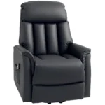 Elektrisk Fåtölj med Uppresningshjälp & Liggfunktion - Svart Konstläder - Seniorfåtölj med Fjärrkontroll (80x94x104 cm)