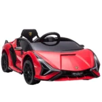 Lamborghini SIAN Elbil för Barn 12V - Licensierad Leksaksbil med Fjärrkontroll, Musik & LED-belysning, Metallisk Röd
