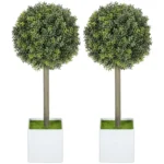 Konstgjorda Buxbomsklot (Set om 2) 45 cm - Verklighetstrogna Konstväxter i Kruka för Inomhus & Utomhus - UV-beständiga