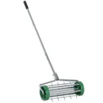 Gräsmatteluftare Rullande med Justerbart Handtag - Manuell Vertikalskärare & Piggvals för Gräsmatta - 42,5 cm Bredd - Grön/Silver