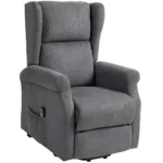 Relaxfåtölj med uppresningshjälp och elektrisk liggfunktion - Seniorfåtölj i mörkgrått linne - Max 200 kg