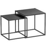 Satsbord 2-pack - Moderna Soffbord & Sidobord i Svart Stål - Kvadratisk Design för Vardagsrum - 40 cm