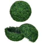 2-pack Buxbomsklot Konstväxter Ø50 cm - Realistiska Konstgjorda Växter med UV-skydd för Trädgård, Balkong & Inomhus - Grön