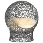 Modern Kattkorg och Katthus med Mjuk Kudde - Upphöjd Design, 50x50x60 cm, Krämfärgad och Antracit